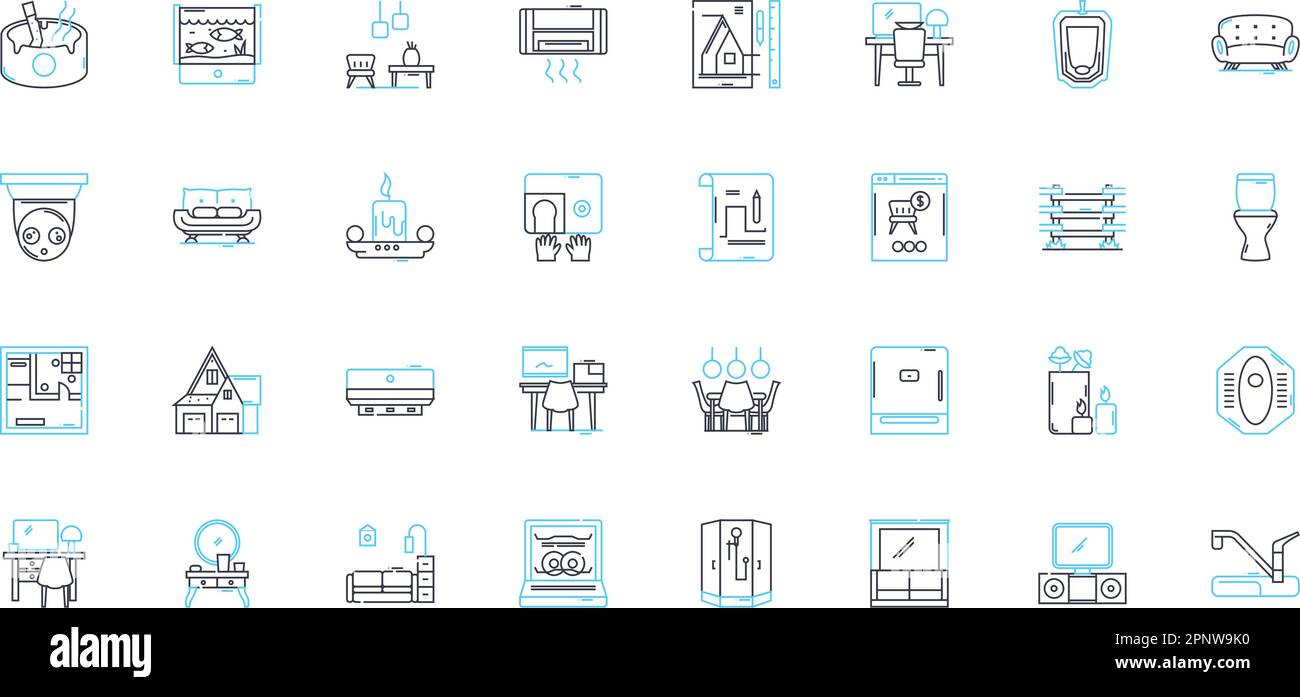 Interior design boutique linear icons set. Aesthetics, Unique ... - Unique Office Interior Design Icons With Discrete Use