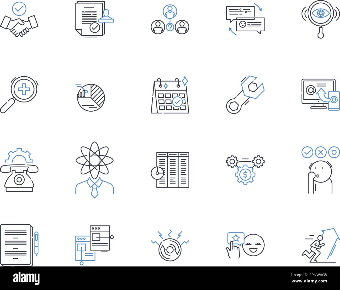 Consensus unanimity line icons collection. Agreement, Unity, Harmony, Consistency, Compliance, Collaboration, Accord vector and linear illustration Stock Vector