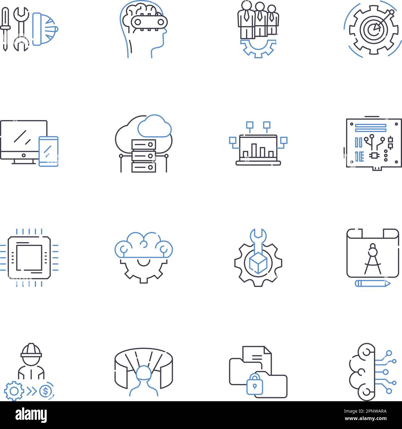 Watching observing line icons collection. Gazing, Observing, Scanning, Seeing, Watching, Peering, Staring vector and linear illustration. Glimpsing Stock Vector