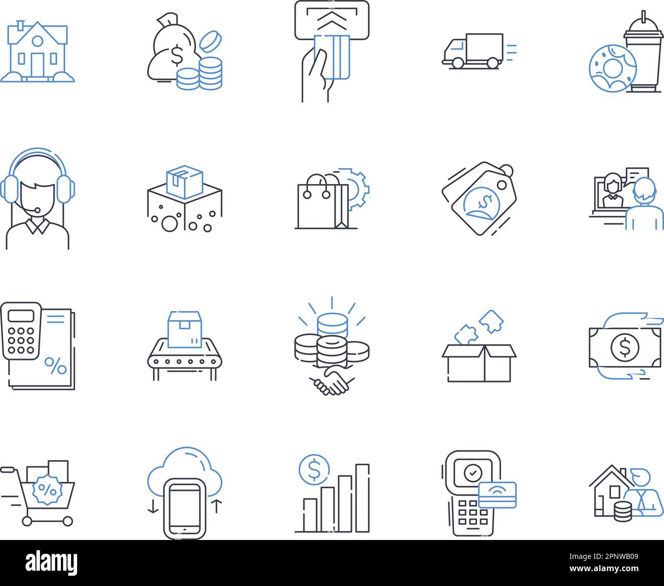 Stocks line icons collection. Prices, Trading, Dividends, Market, Shares, Broker, Earnings vector and linear illustration. Returns,Volatility Stock Vector