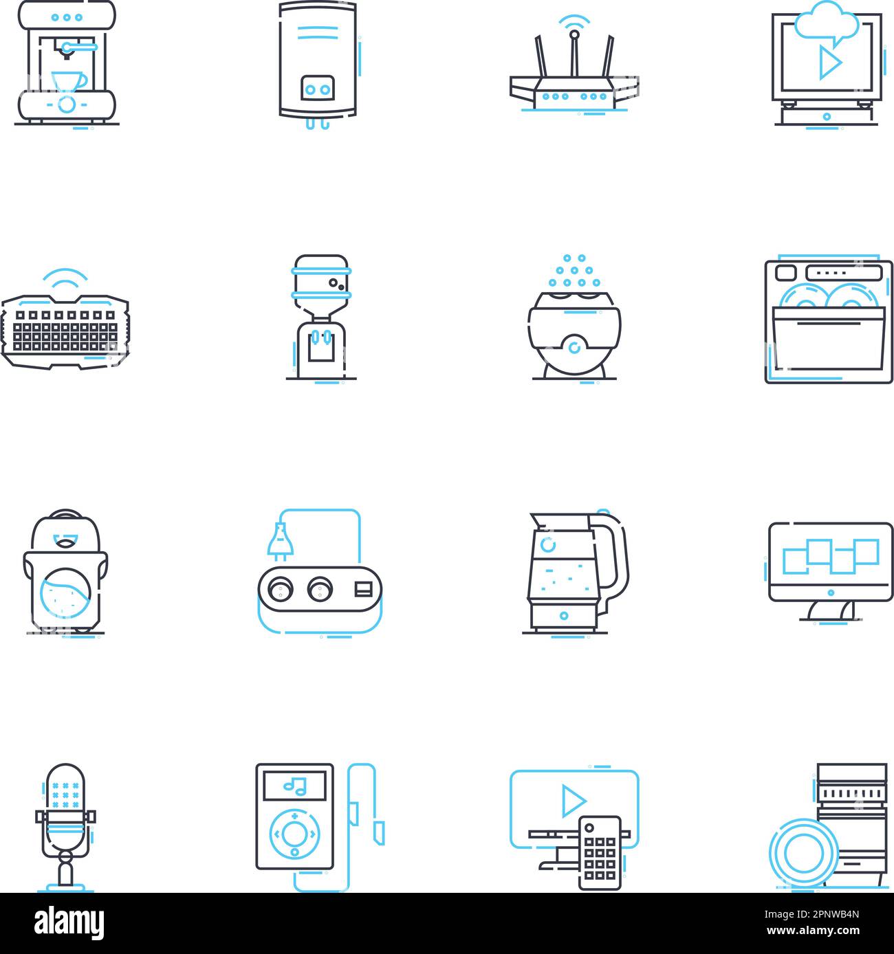Automated domicile linear icons set. Smart-home, Robotic, Intelligent, Automatic, Futuristic, Connected, Digital line vector and concept signs Stock Vector