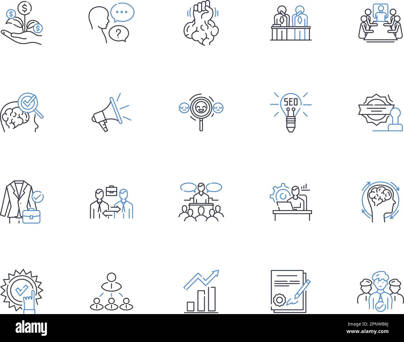 Consumer insights line icons collection. Behaviors, Needs, Lifestyles, Preferences, Habits, Desires, Trends vector and linear illustration. Attitudes Stock Vector