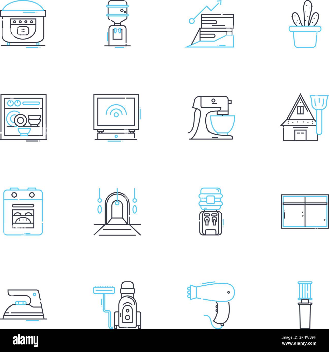 Stove linear icons set. Heat, Cooking, Burner, Flame, Oven, Range, Gas