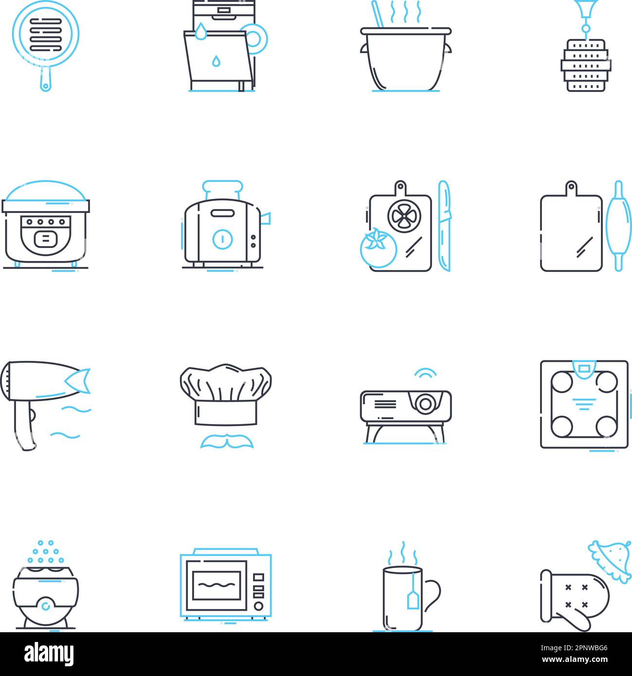 Equipment linear icons set. Tools, Gadgets, Apparatus, Machines