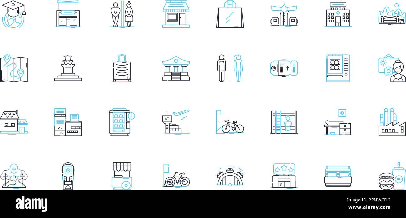 Digitized urbanization linear icons set. Smart city, Wi-Fi ...