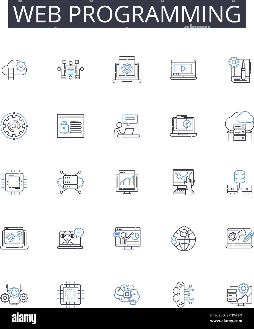 Web programming line icons collection. Tools, Equipment, Gadgets ...