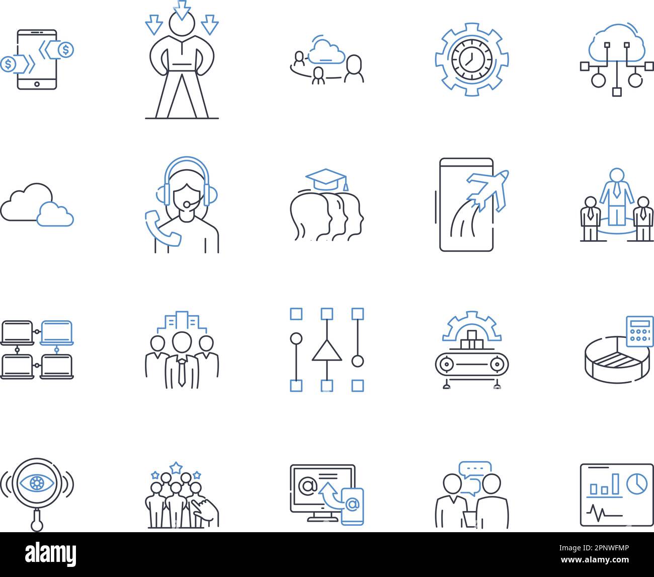 Association line icons collection. Unity, Group, Community, Alliance, Gathering, Societal, Closeness vector and linear illustration. Harmony Stock Vector