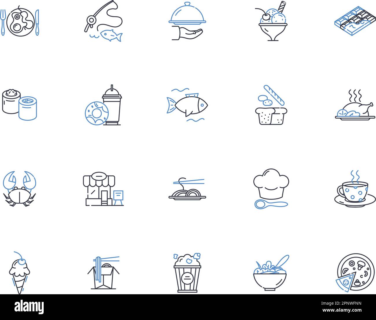Feast line icons collection. Banquet, Celebration, Food, Festivity, Dinner, Buffet, Spread vector and linear illustration. Cuisine,Indulgence Stock Vector