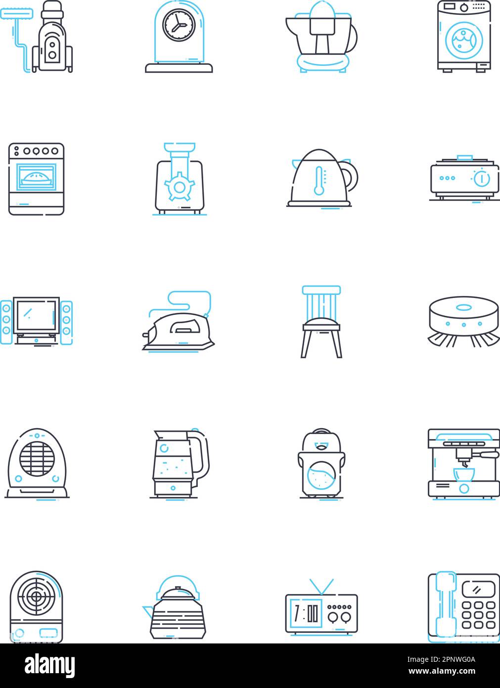 Stove linear icons set. Heat, Cooking, Burner, Flame, Oven, Range, Gas