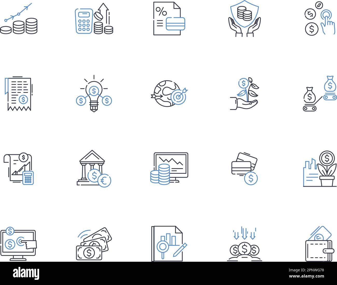 Equity management line icons collection. Investment, Portfolio ...