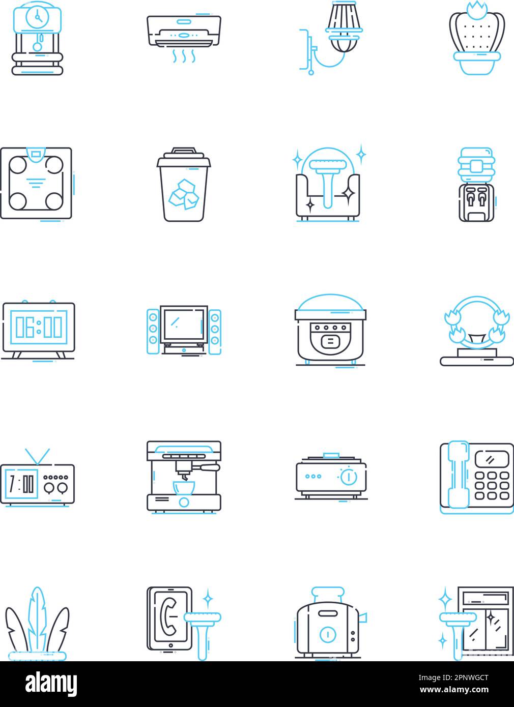 Home entertainment linear icons set. Television, Music, Movie, Gaming