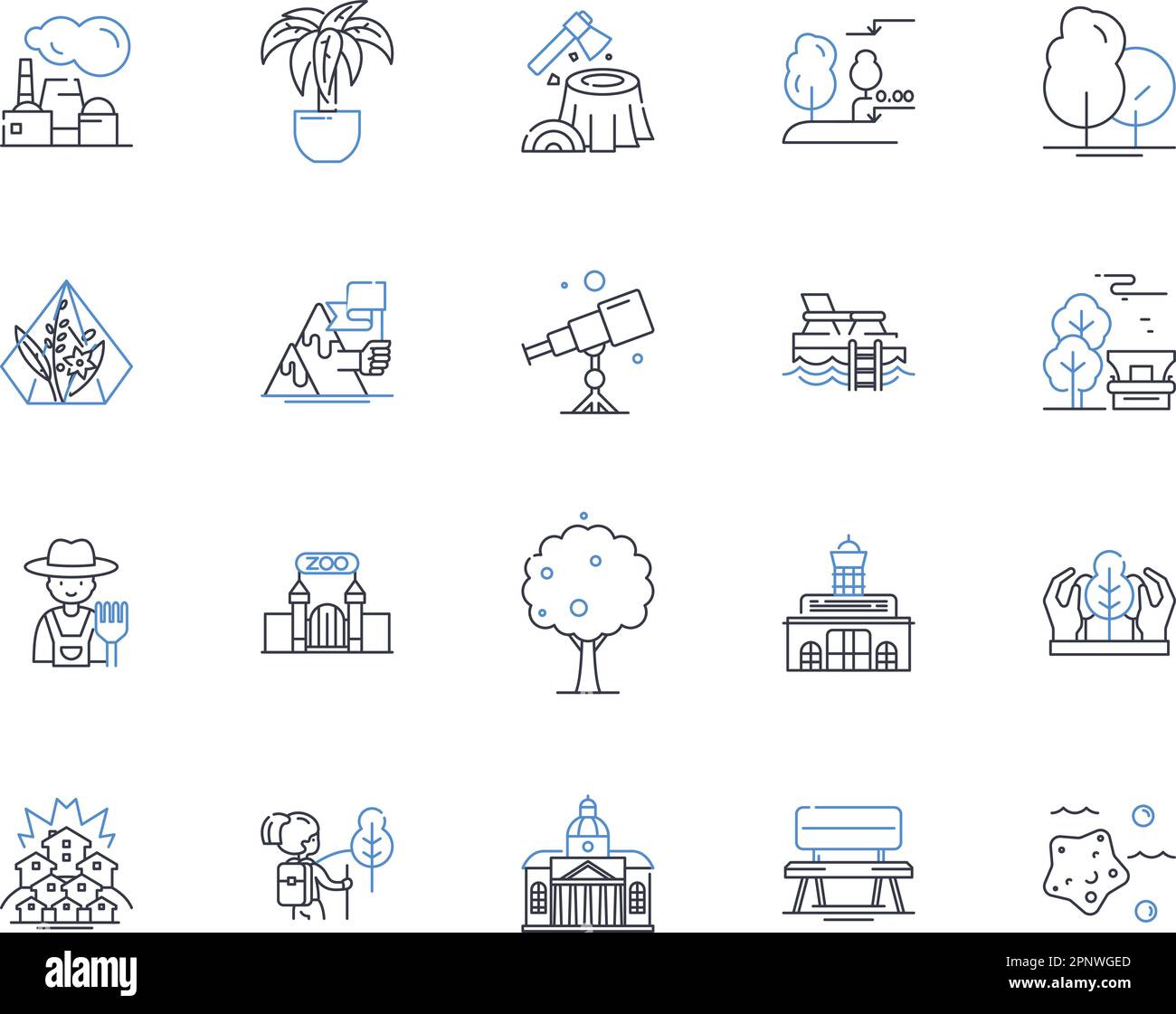 Piering garden line icons collection. Botanical, Serene, Oasis, Flora 