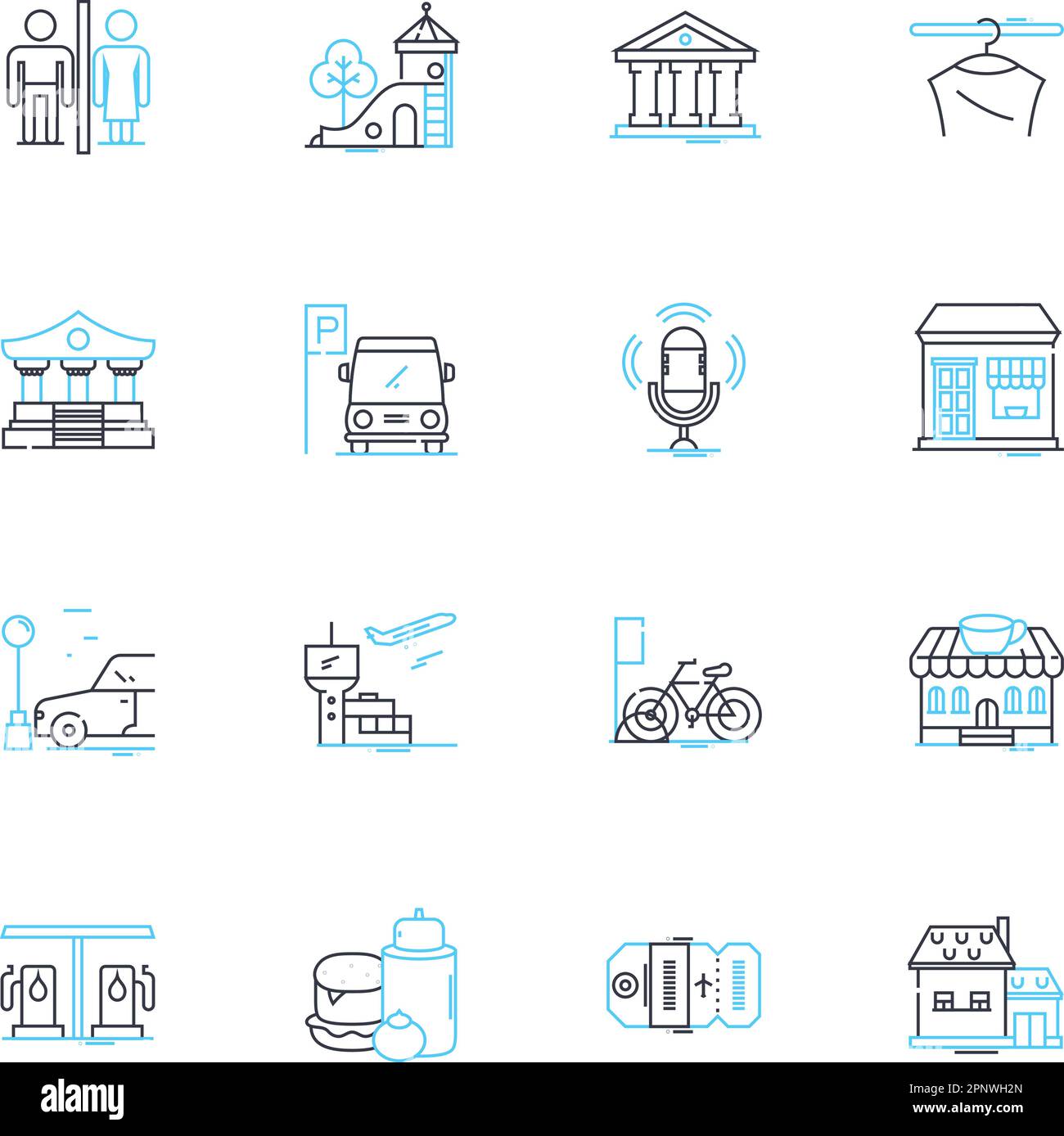 Digitized urbanization linear icons set. Smart city, Wi-Fi ...