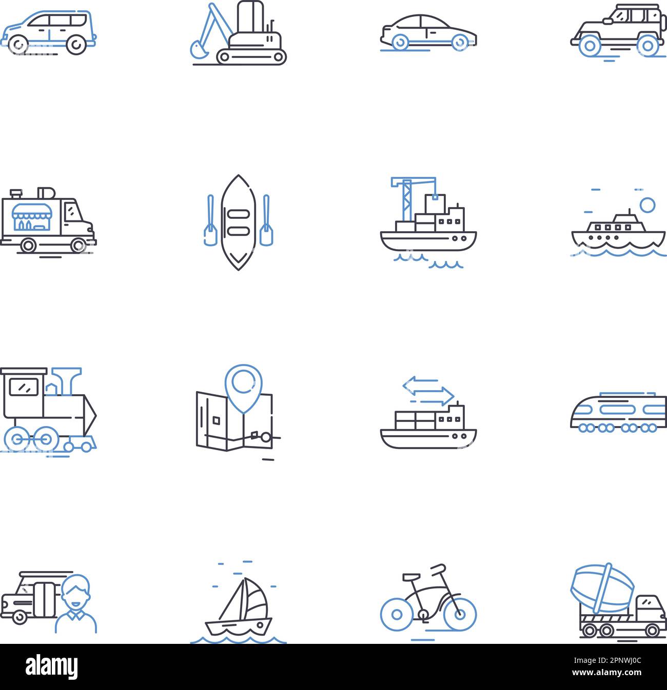 Road trip line icons collection. ighway, Adventure, Scenic, Escape, Freedom, Exploration, Wanderlust vector and linear illustration. Route, Journey Stock Vector