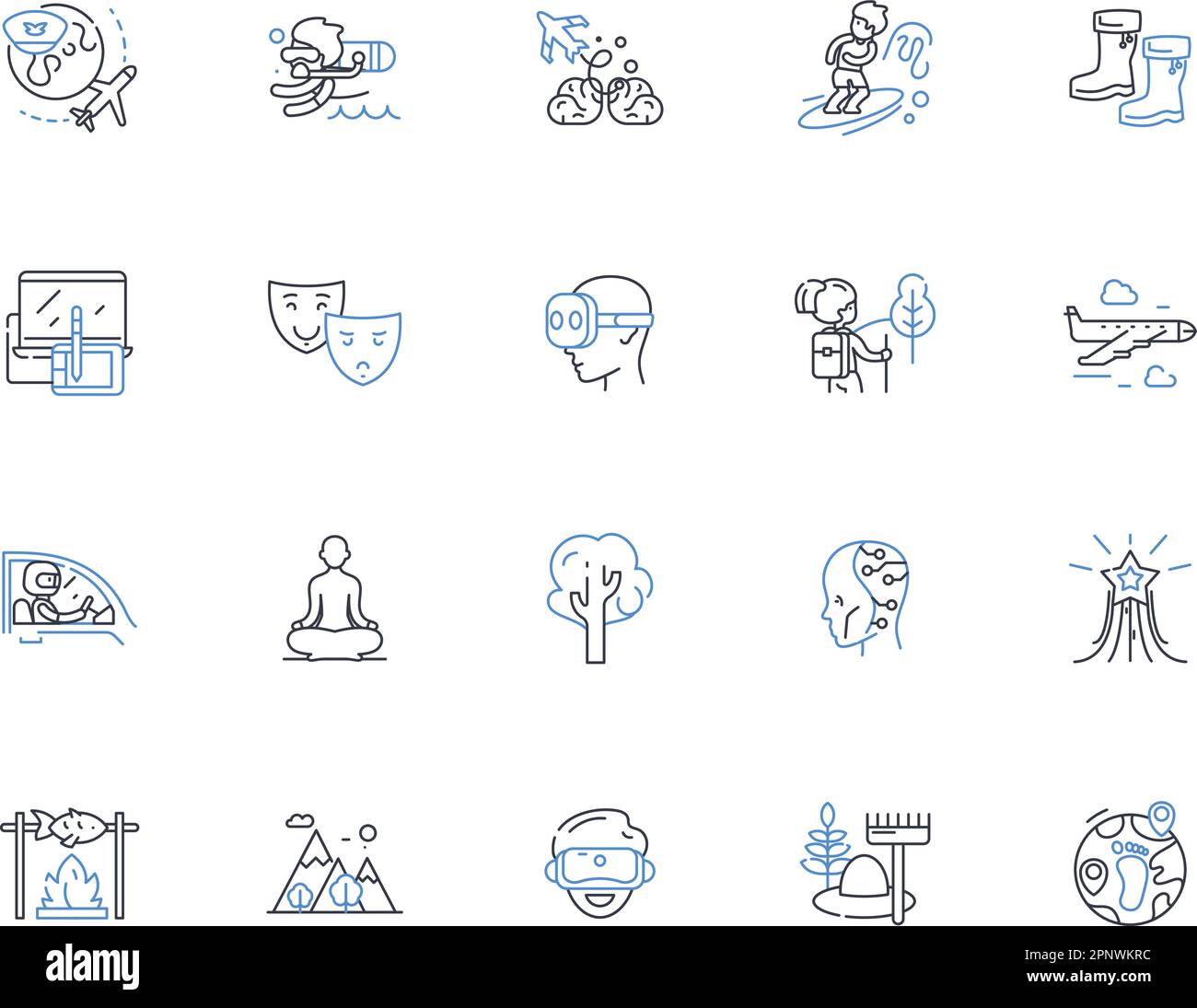 Behavioral patterns line icons collection. Habits, Routines, Conditioning, Response, Reinforcement, Trigger, Compulsion vector and linear illustration Stock Vector