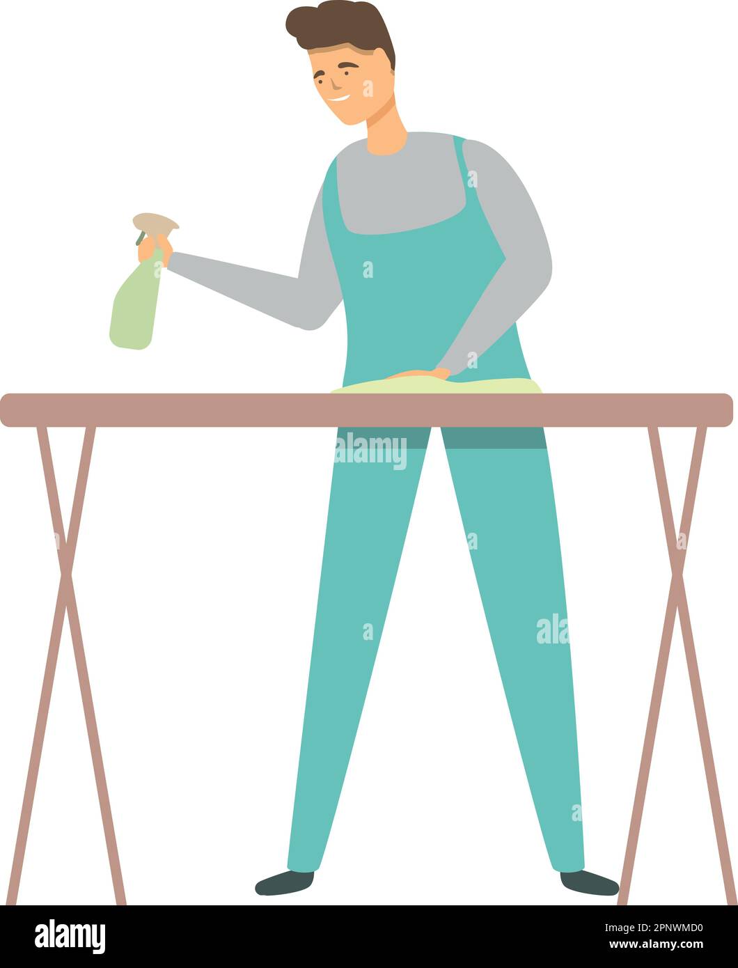 Cleaning table man icon cartoon vector. Work person. Household master
