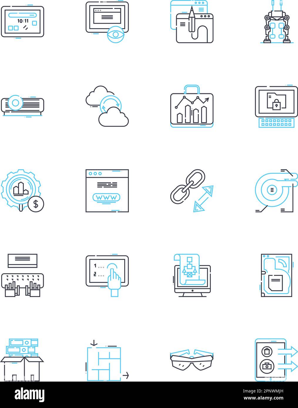 Electronic commerce linear icons set. Online, Transaction, Digital ...
