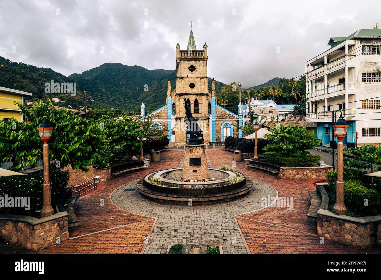 The Catholic Church of the Assumption in Soufriere, St. Lucia Stock