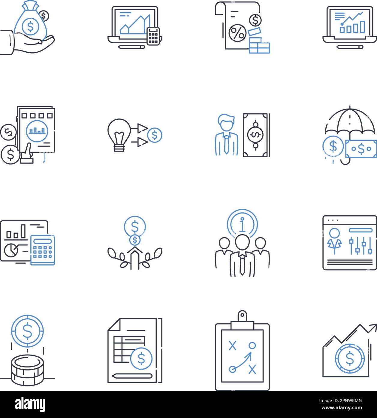Commercial sector line icons collection. Business, Commerce, Industry, Enterprises, Trade, Corporations, Markets vector and linear illustration Stock Vector