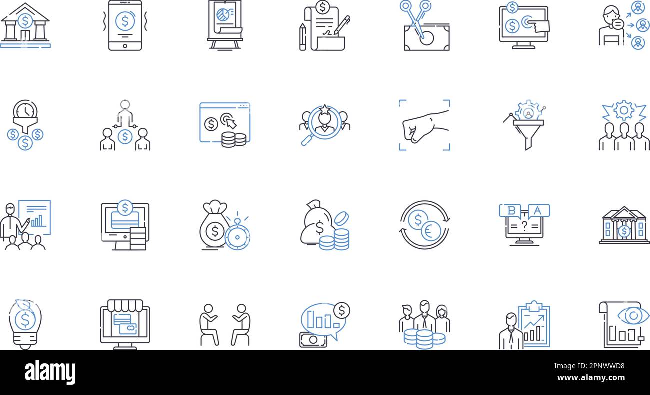 merchandise management line icons collection. Inventory, Sales, Pricing, Analytics, Forecasting, Replenishment, Allocation vector and linear Stock Vector