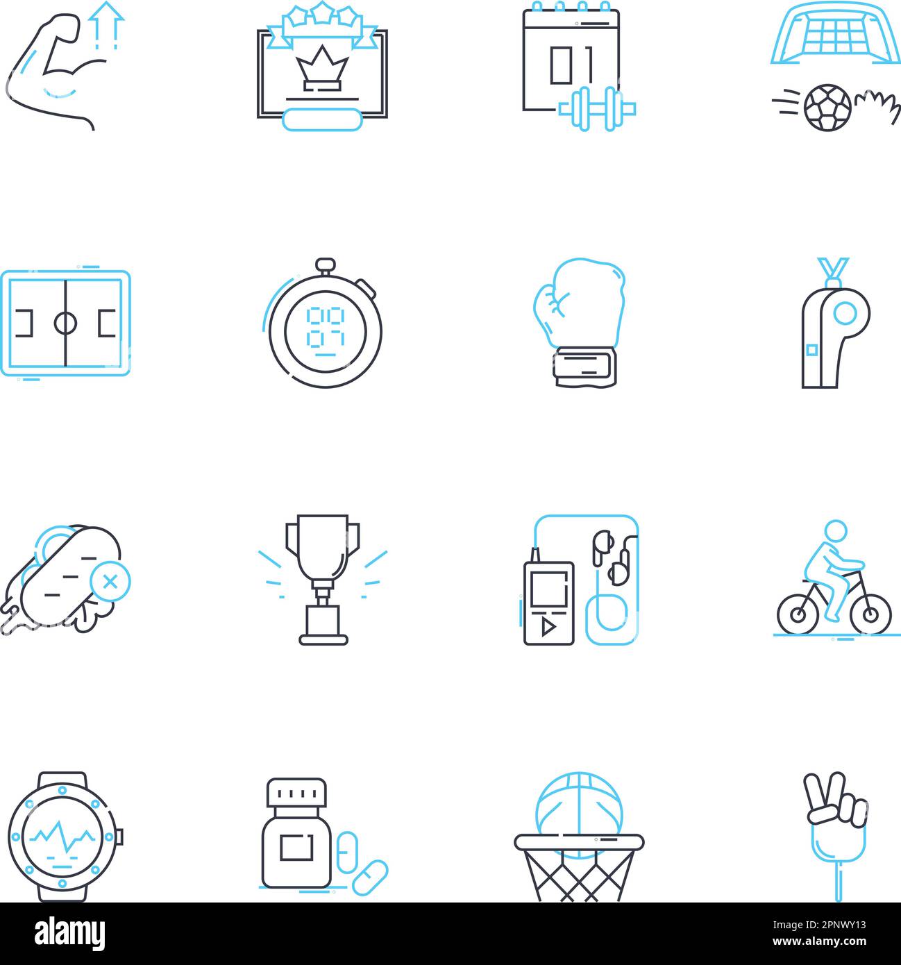 Athletics linear icons set. Sprinting, Running, Jumping, Hurdling, Pole
