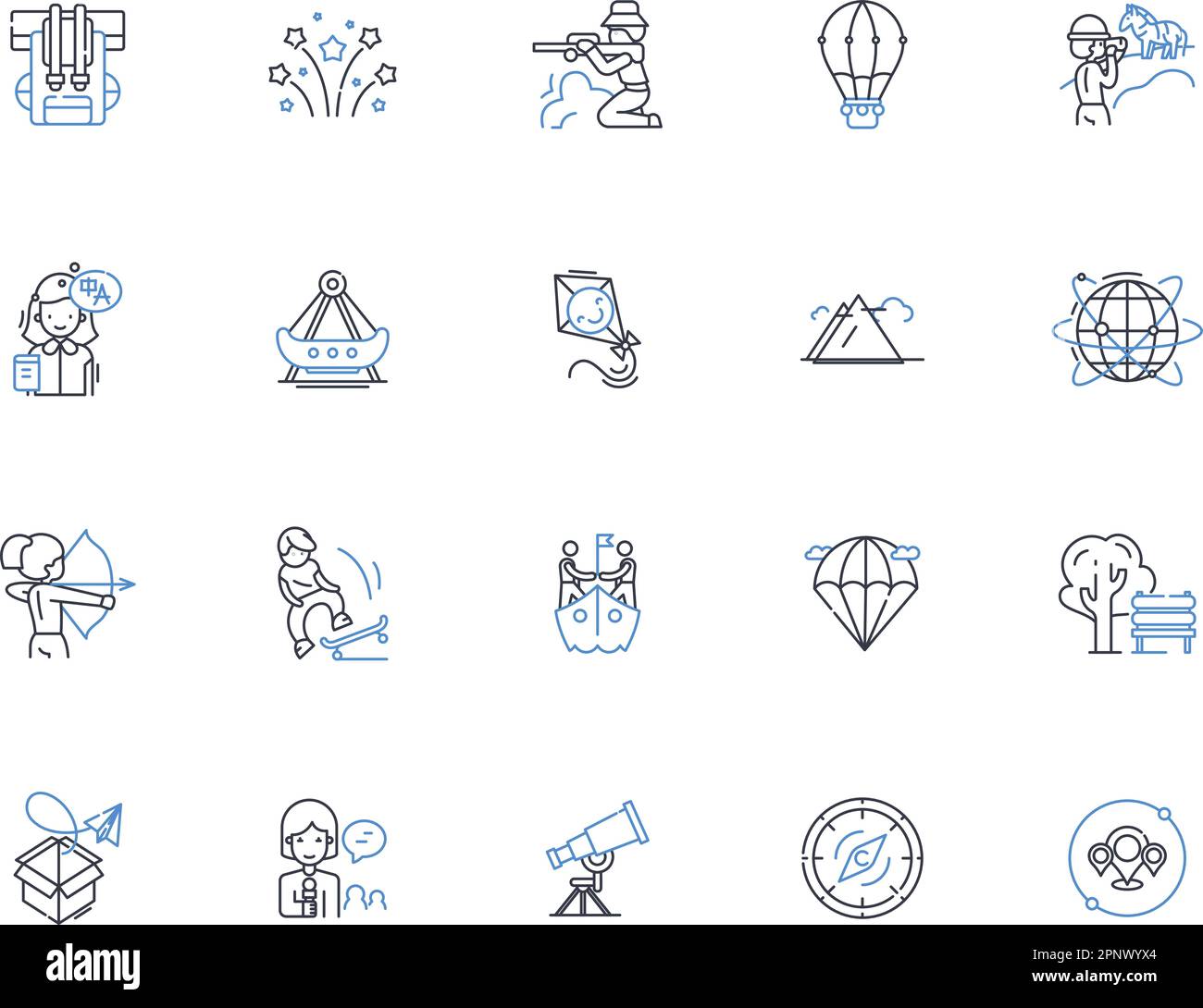 Odyssey line icons collection. Epic, Journey, Ulysses, Mythology, Adventure, Greek, Homeric vector and linear illustration. Mythical,Hero,Trials Stock Vector