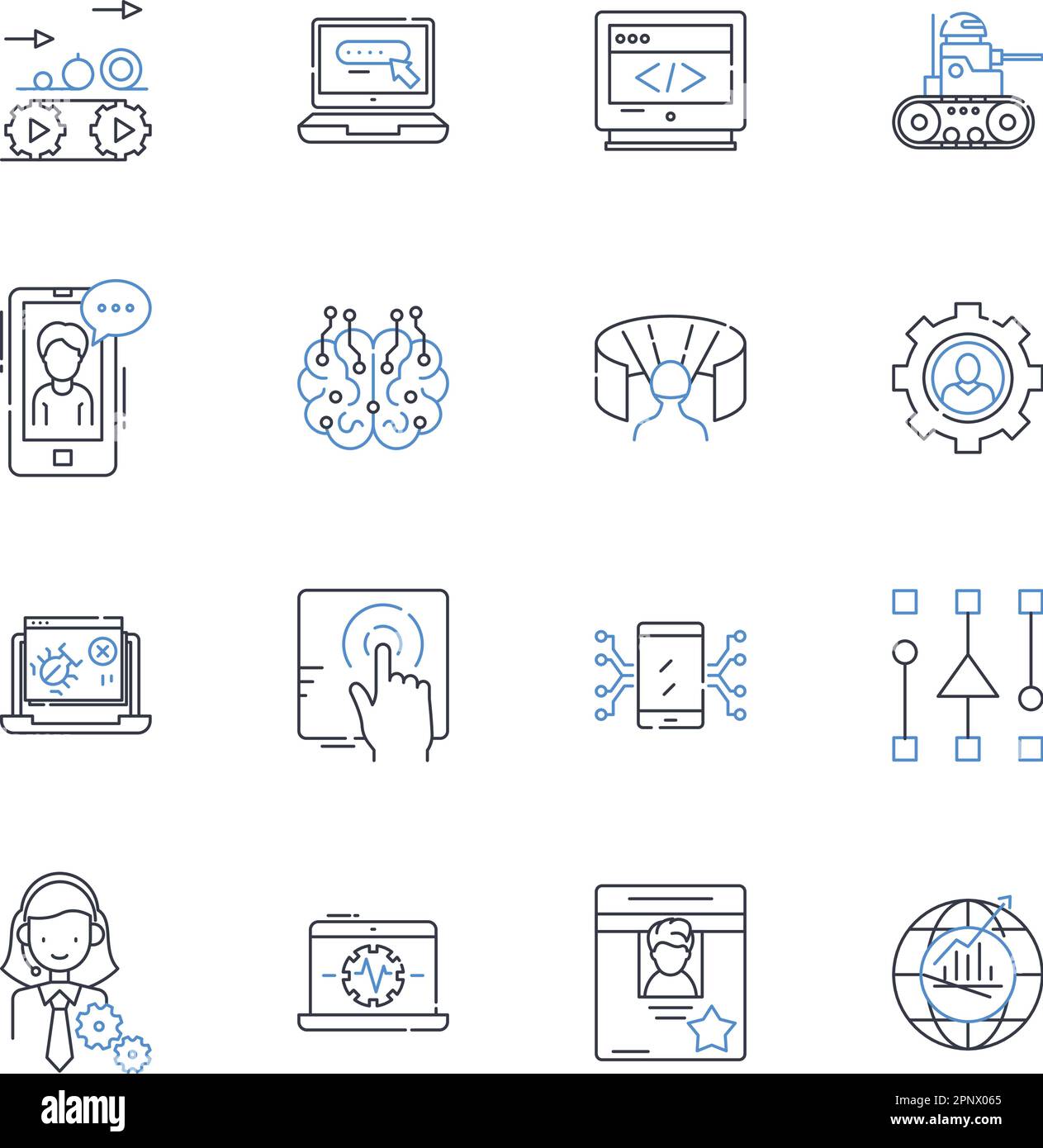 Artificial intelligence line icons collection. Automation, Robotics ...