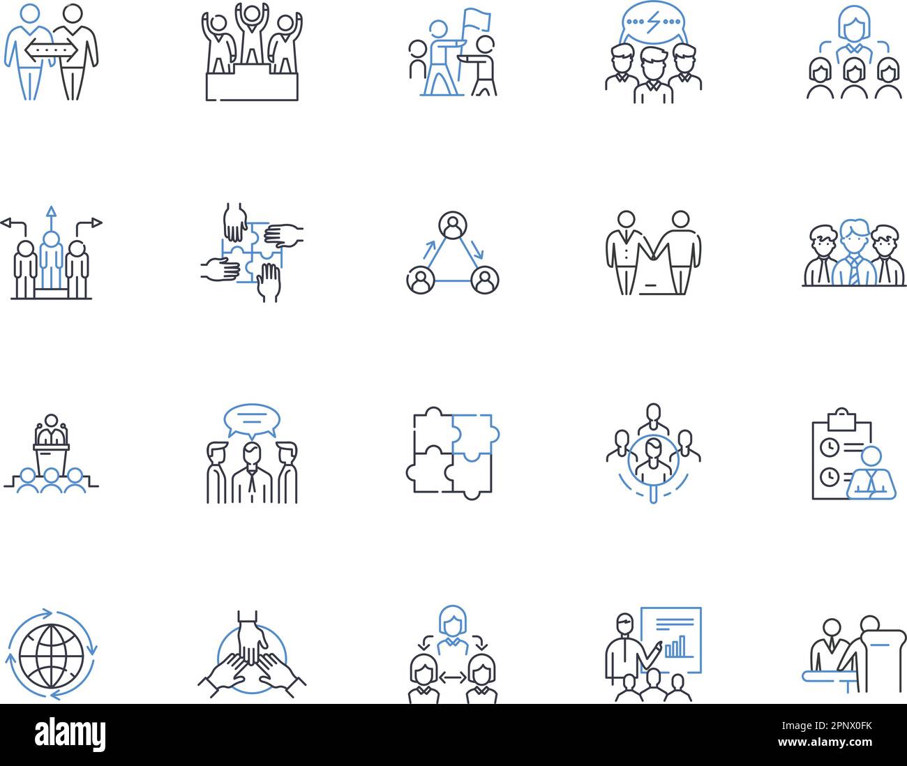 Connection line icons collection. Bonding, Nerking, Linkage, Association, Relation, Affiliation, Intimacy vector and linear illustration. Contact Stock Vector