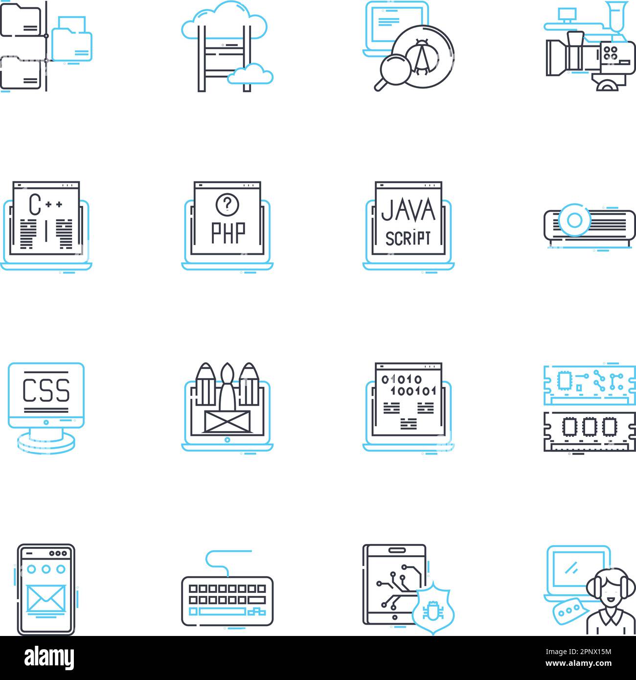 Natural language linear icons set. Syntax, Semantics, Morphology, Pragmatics, Discourse, Phonology, Lexicon line vector and concept signs. Dialogue Stock Vector