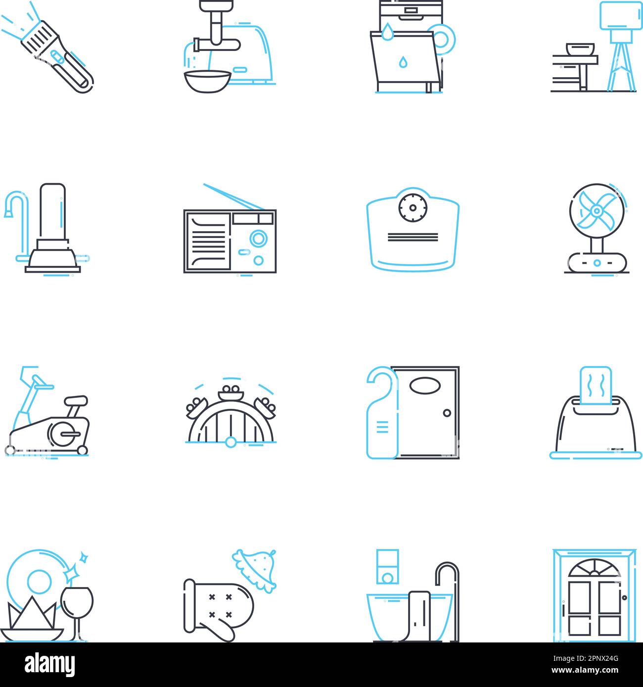 Town domicile linear icons set. Suburb, Haven, Neighborhood, Community ...