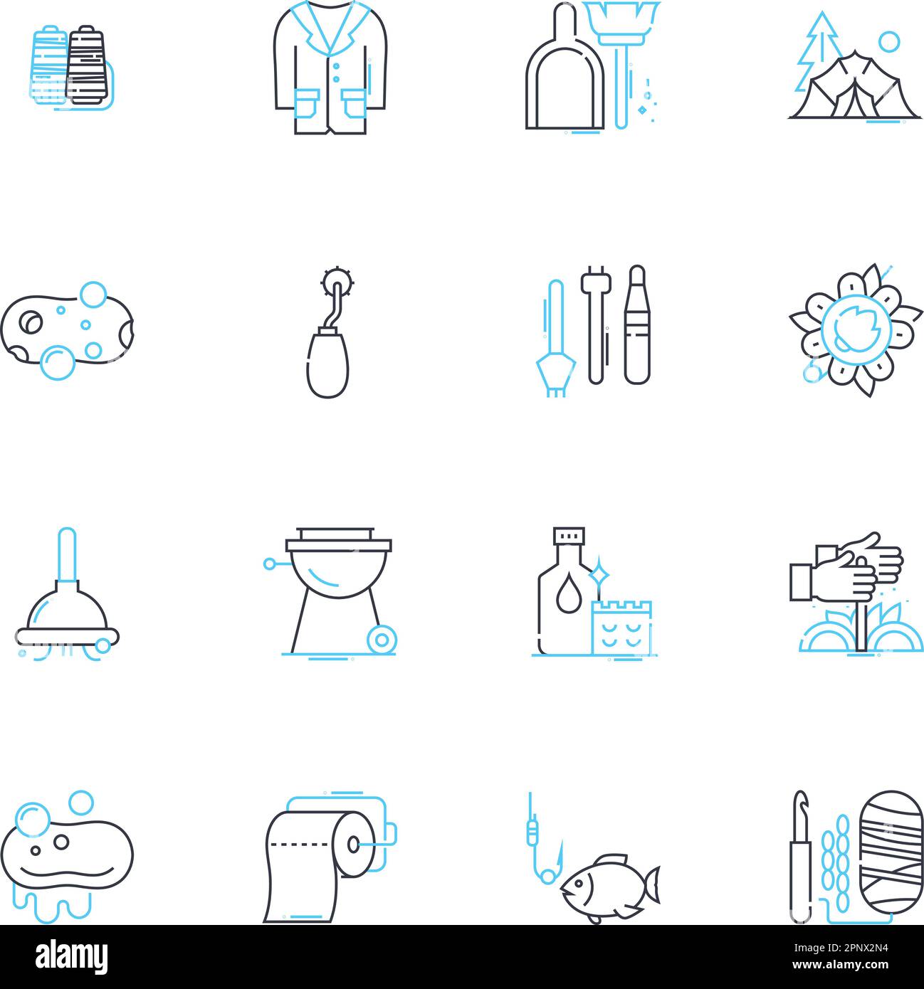 Indoor and outdoor recreation linear icons set. Adventure, Activity, Amusement, Beach, Camping, Climbing, Cycling line vector and concept signs Stock Vector