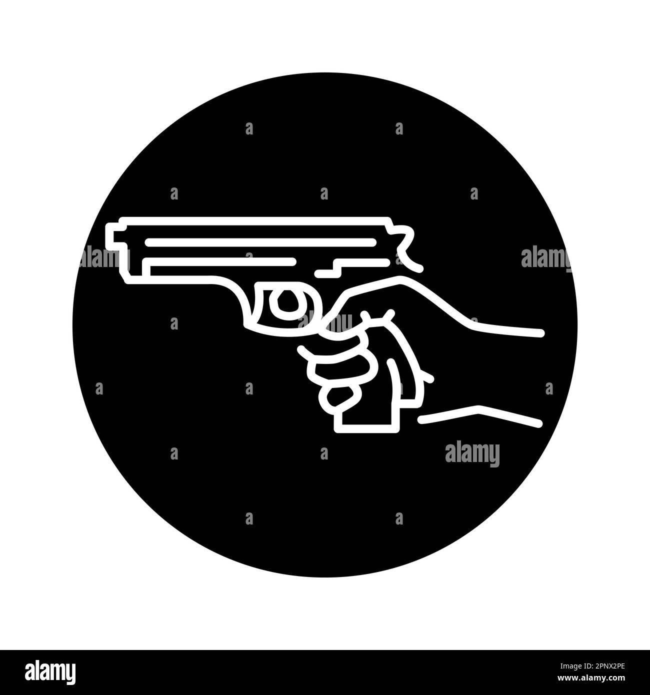 Hand holding gun color line icon. Pictogram for web page, mobile app