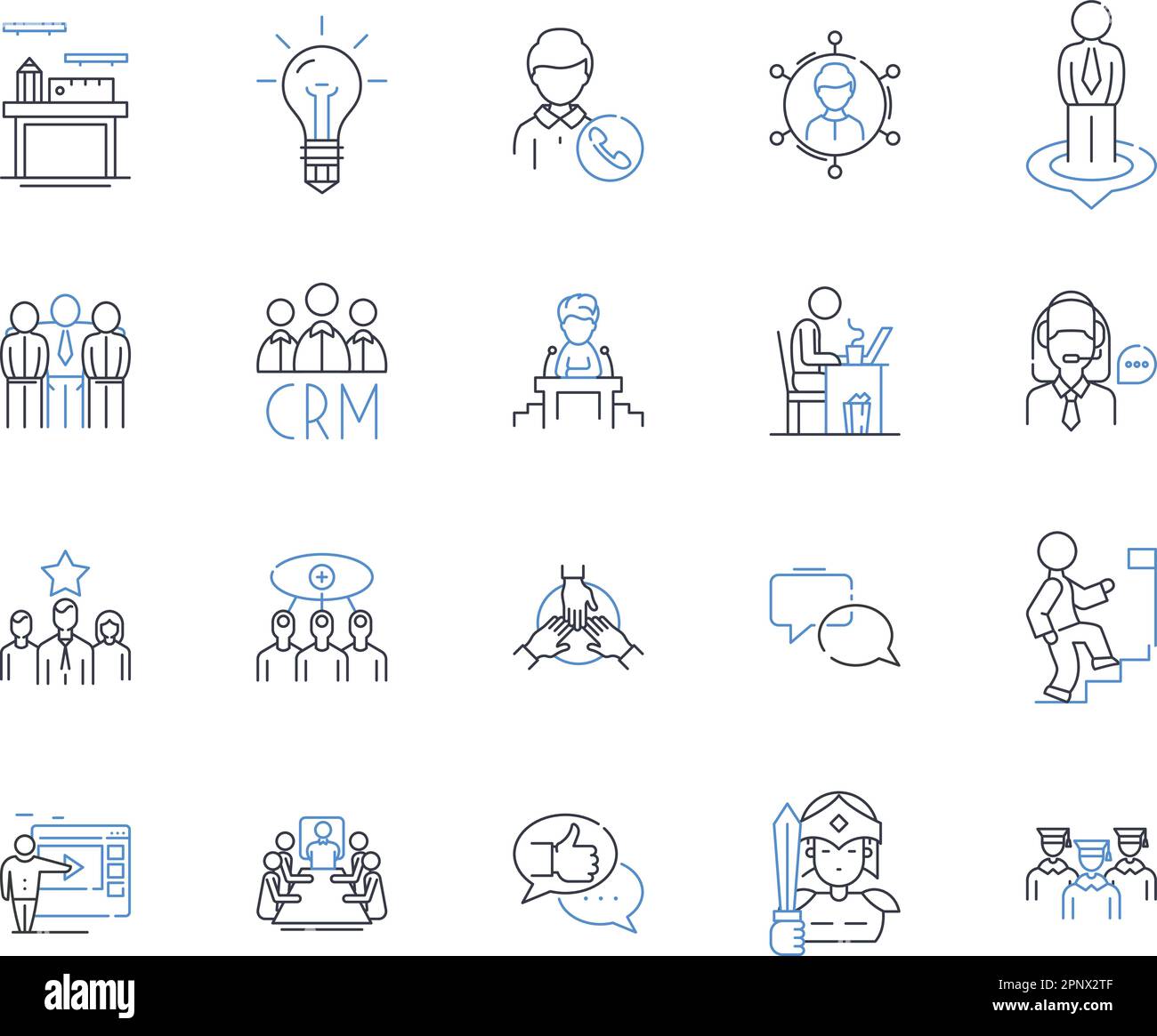 Workforce Manpower Line Icons Collection Efficiency Productivity