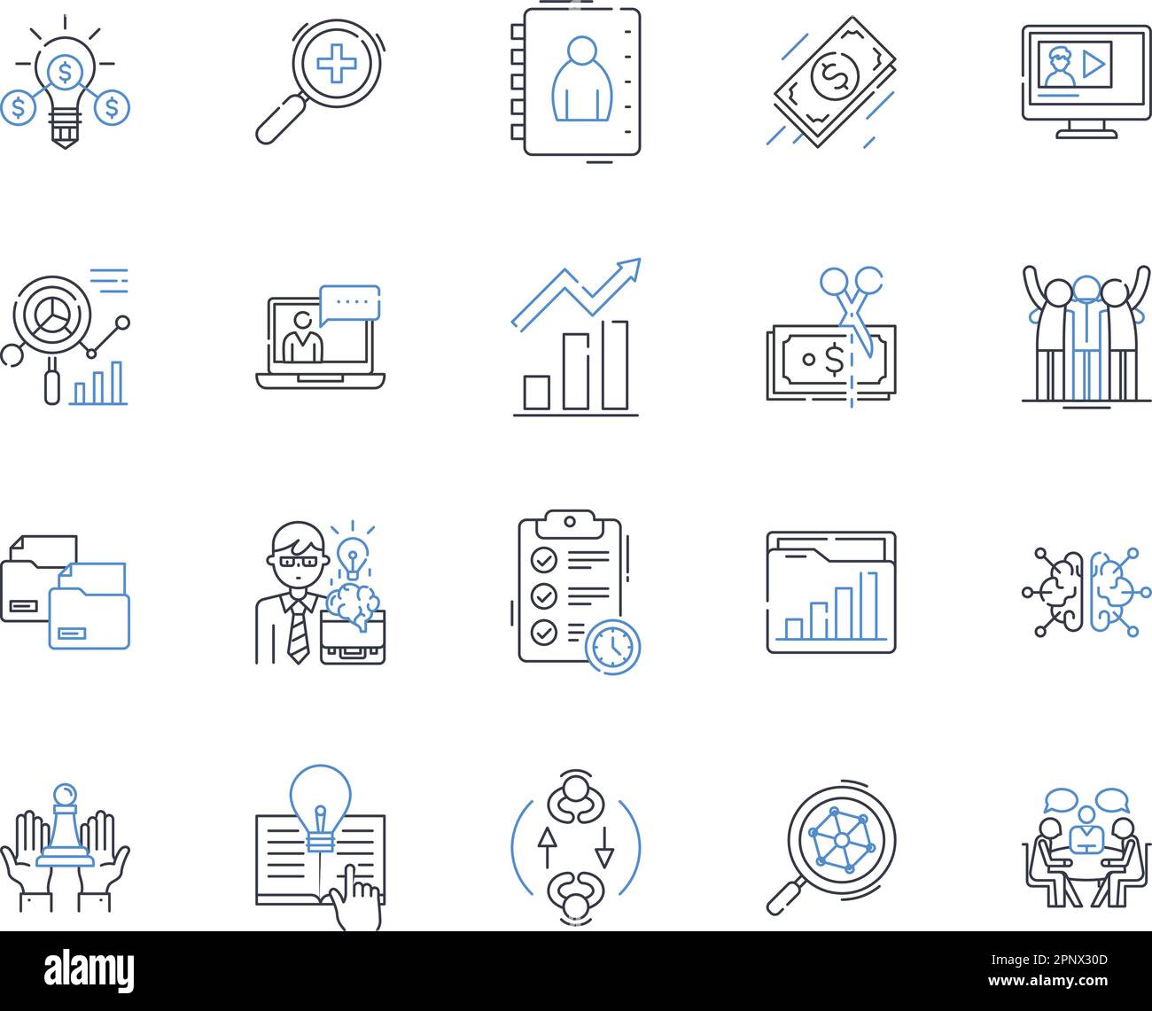 Product positioning line icons collection. Differentiation, Branding, Segmentation, Targeting, Competitive, Perception, Position vector and linear Stock Vector