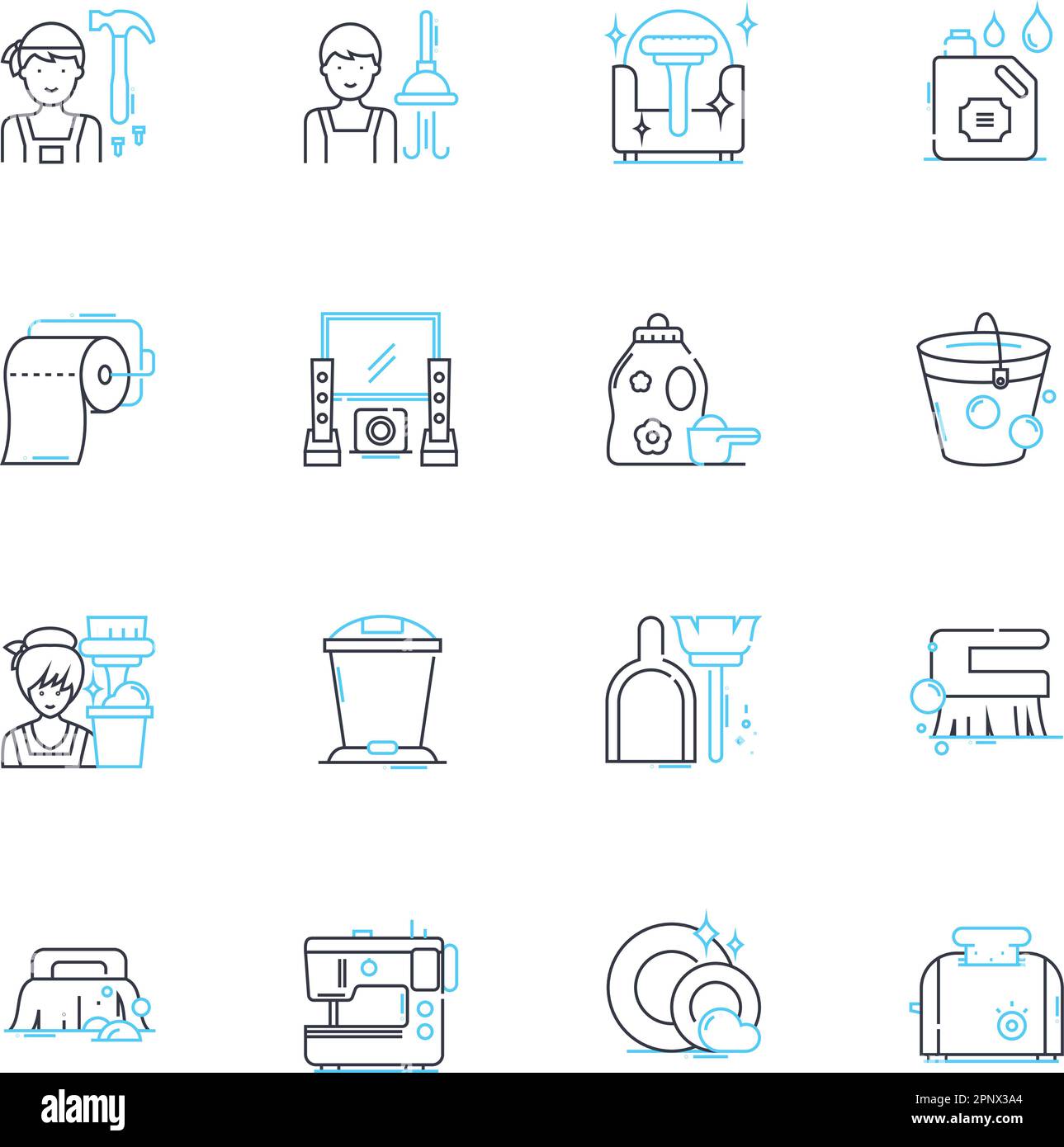 Dry cleaning linear icons set. Stain, Fabric, Garment, Pressing ...