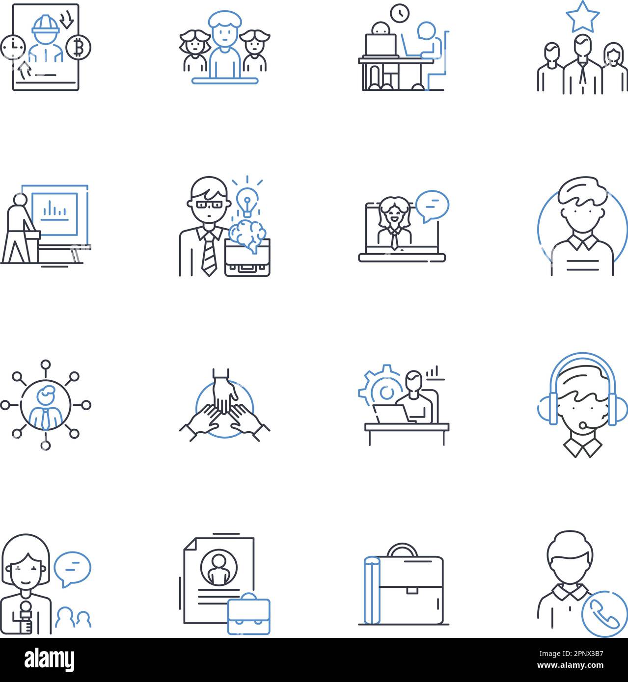 Service responsibilities line icons collection. Maintenance, Repairs, Cleaning, Inspections, Upgrades, Troubleshooting, Installations vector and Stock Vector
