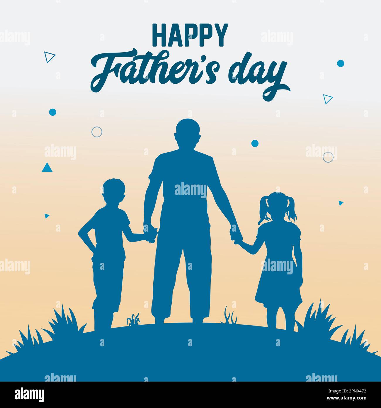 Happy father's day with dad and children silhouette, Father's day