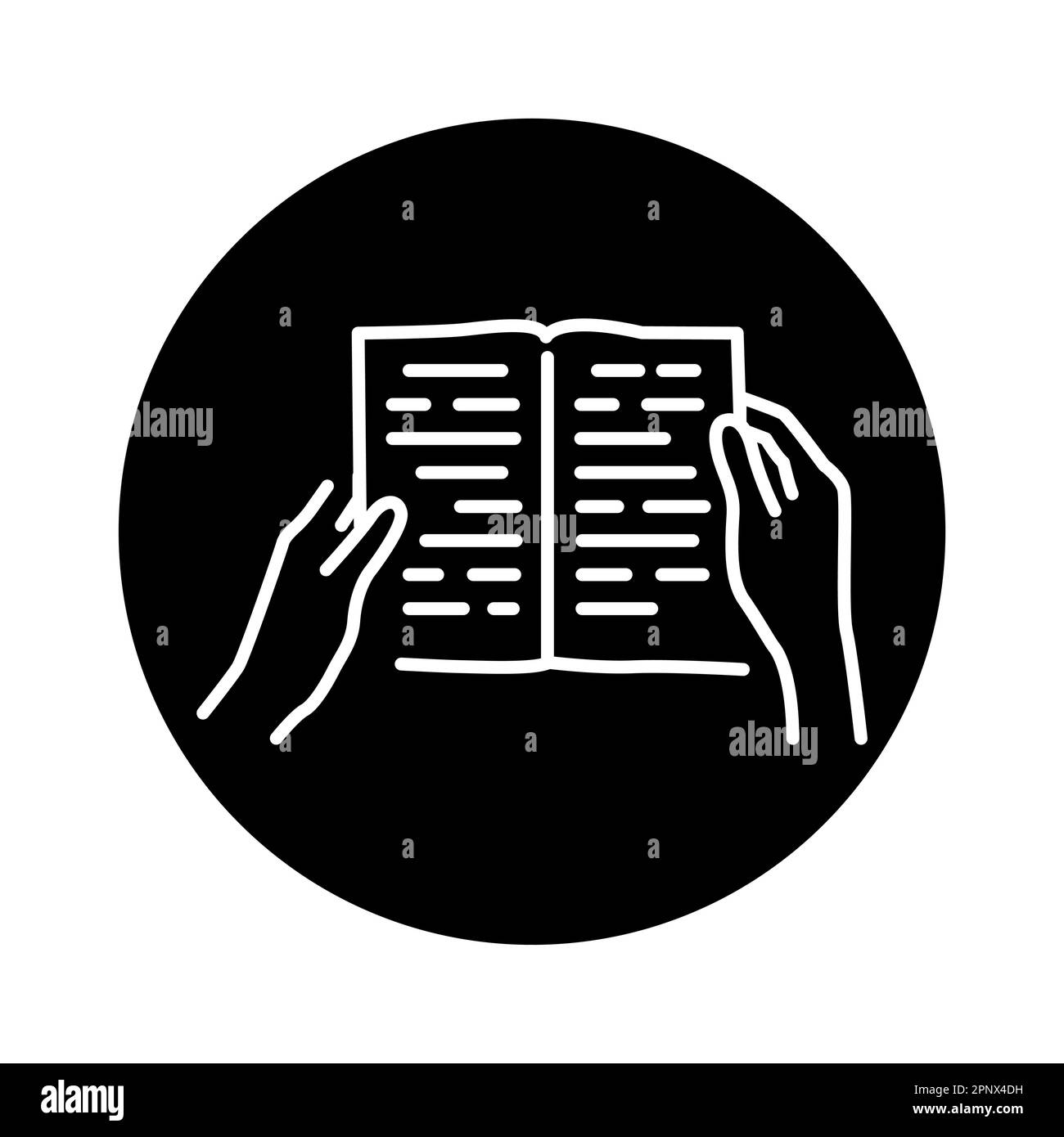 Hands holding book color line icon. Pictogram for web page, mobile app, promo. Stock Vector