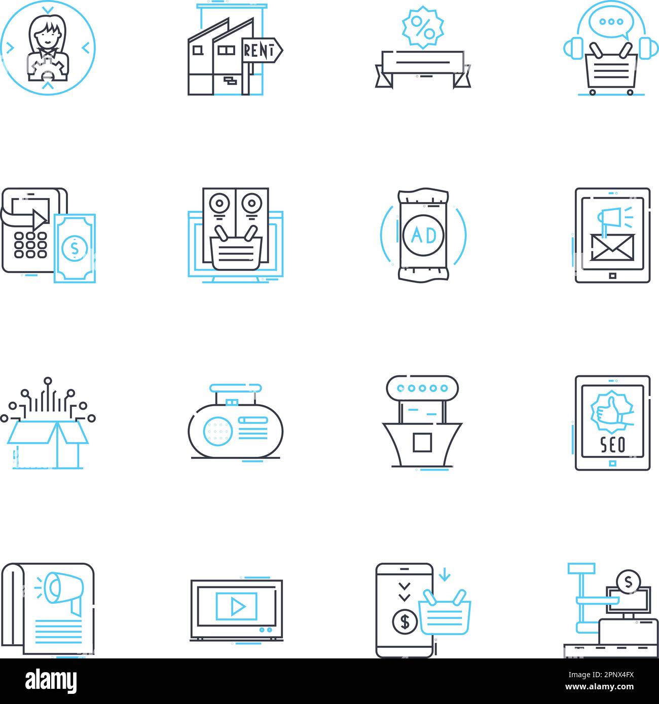 Low-cost propaganda linear icons set. Ideology, Manipulation, Disinformation, Indoctrination, Subversion, Misinformation, Brainwashing line vector and Stock Vector