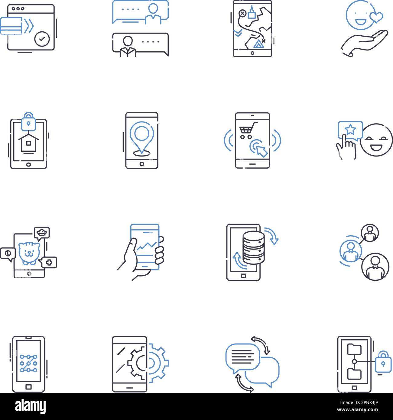 Augmented reality line icons collection. Interaction, Imagination, Technology, Innovation, Experience, Simulation, Gaming vector and linear Stock Vector
