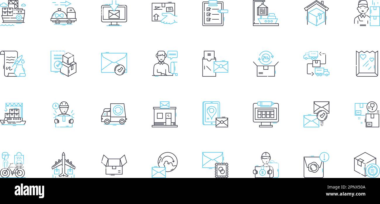 Epistolary linear icons set. Correspondence, Letters, Pen-pal ...