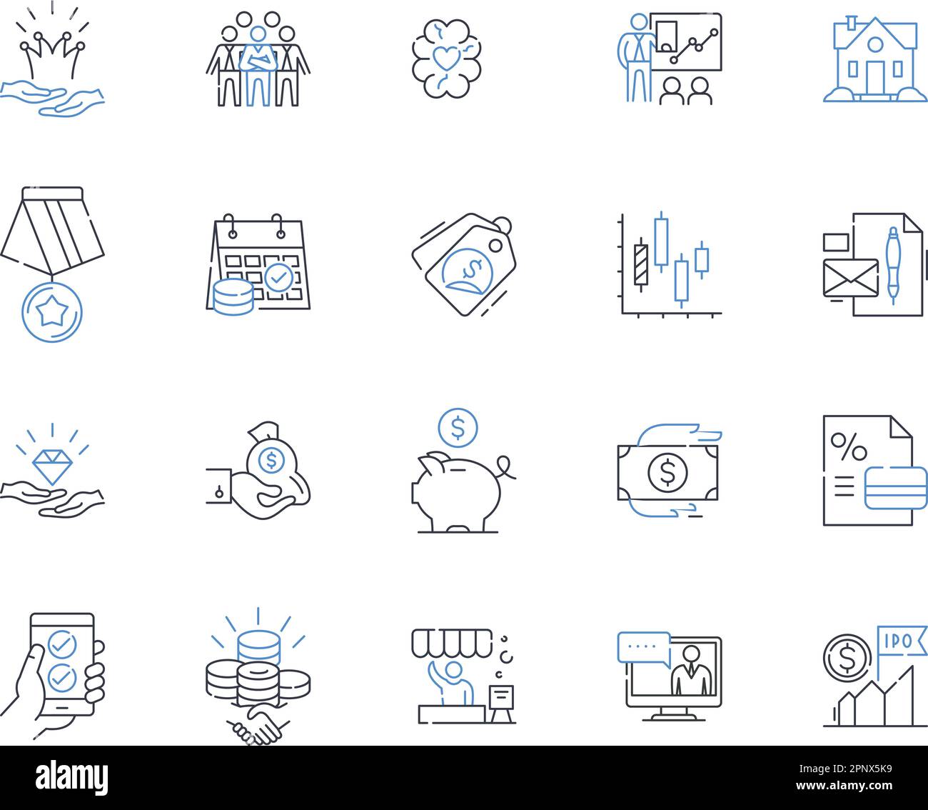 Clearance sales line icons collection. Deals, Discounts, Savings, Markdowns, Bargains, Reductions, Liquidations vector and linear illustration Stock Vector