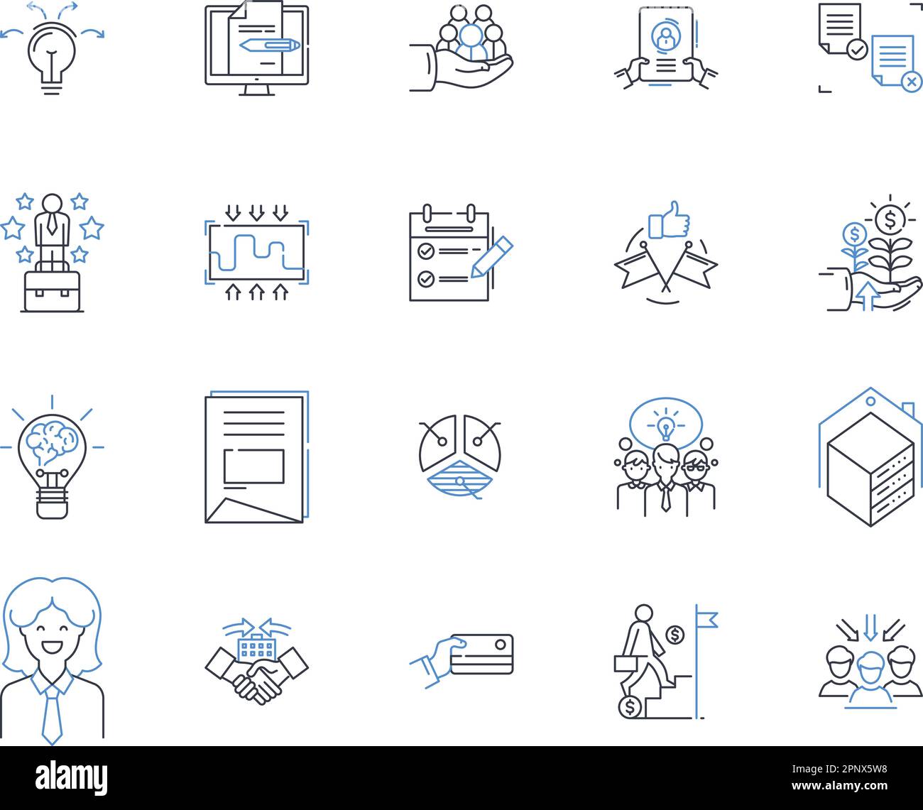 Economic benefits line icons collection. Prosperity, Growth, Profits