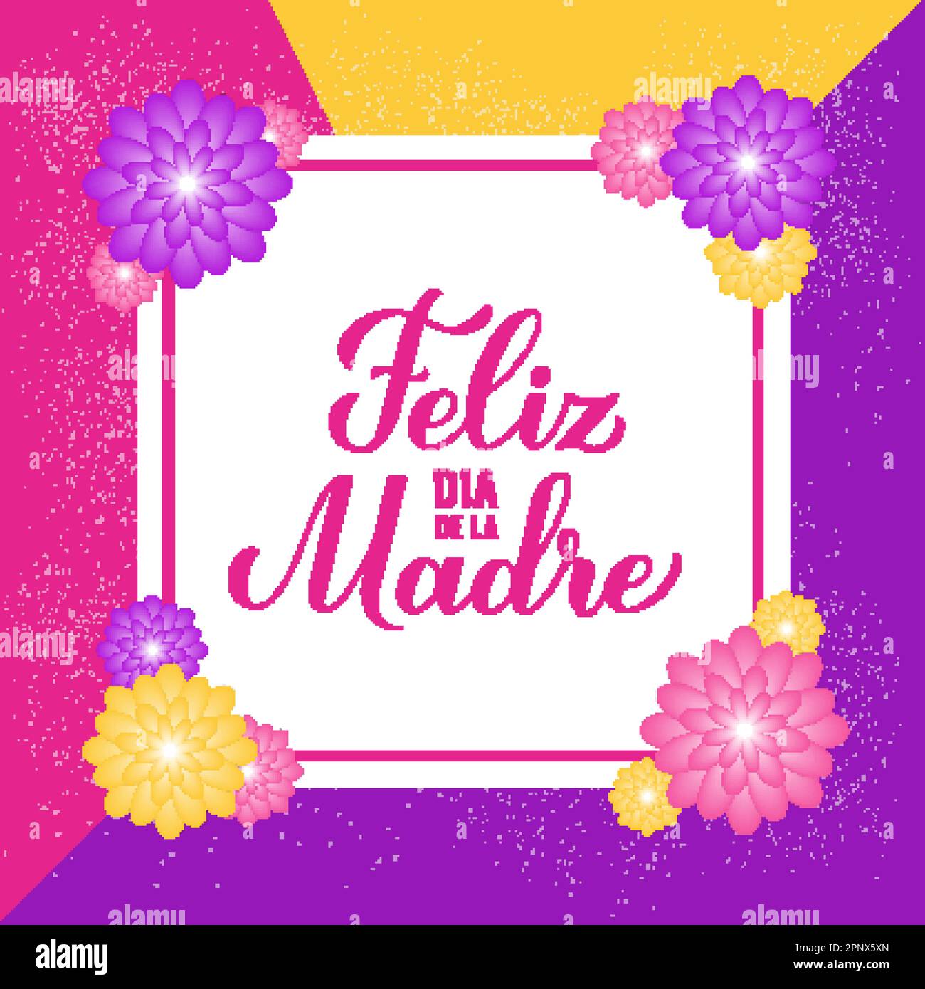 Feliz Dia de la Madre. Happy Mothers Day in Spanish. Greeting card with