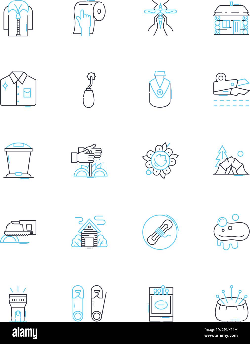 Indoor and outdoor recreation linear icons set. Adventure, Activity, Amusement, Beach, Camping, Climbing, Cycling line vector and concept signs Stock Vector
