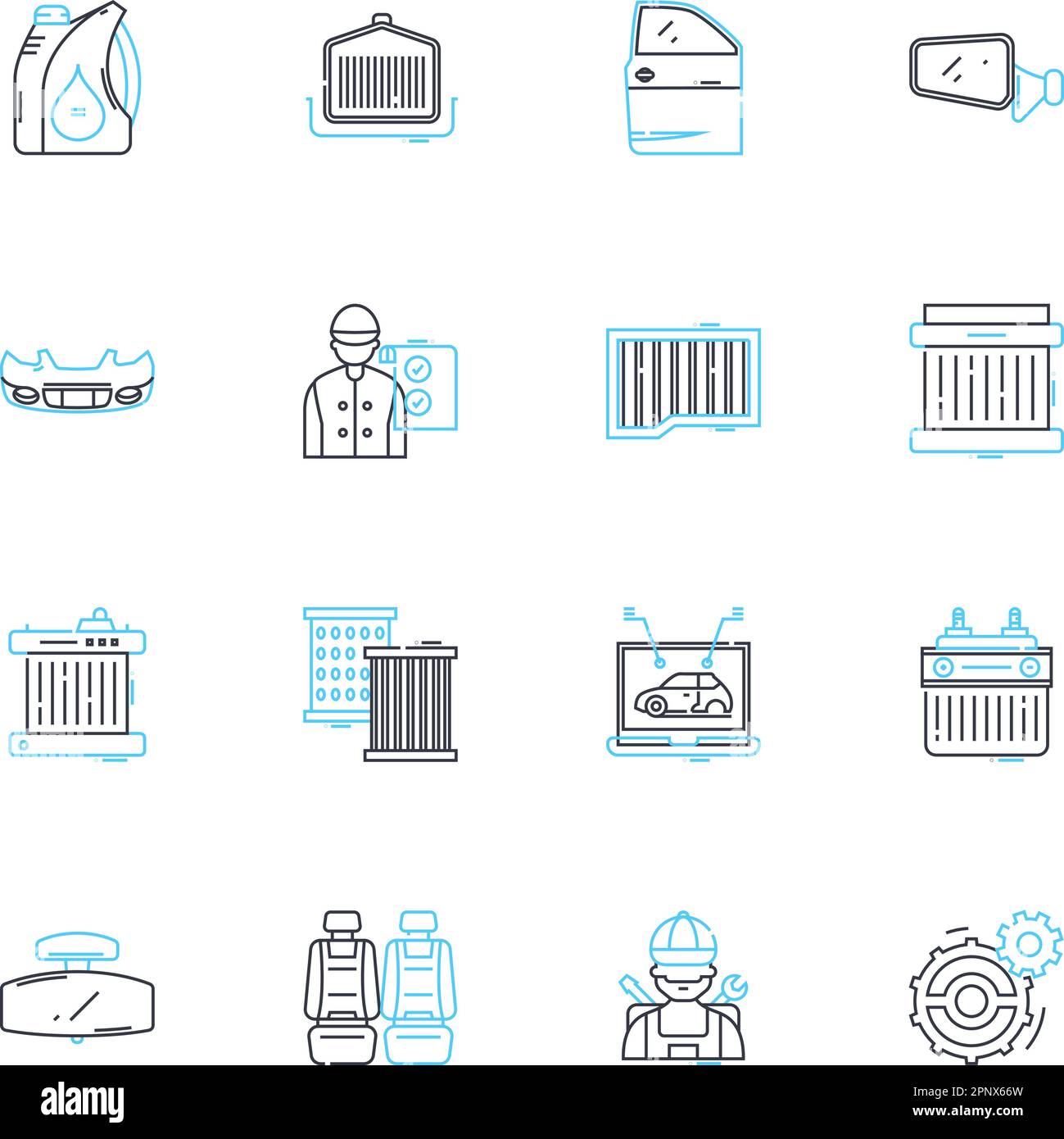 Secure a car linear icons set. Lock, Alarm, GPS, Key, Park, Safe, Track