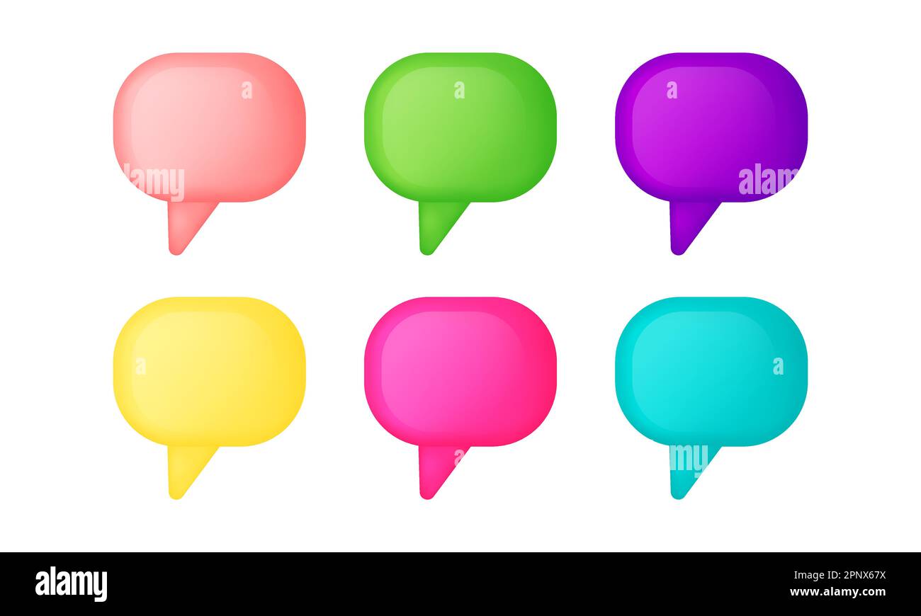 3d color speech bubble, social media chat message icon. Set of bubbles ...