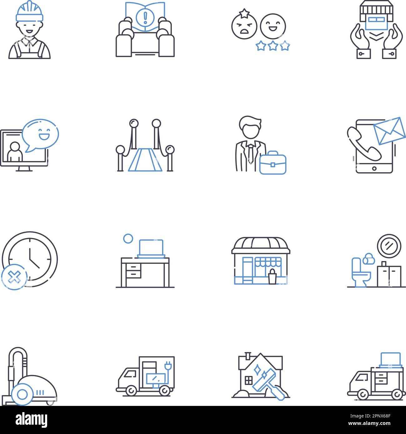 Remote employment line icons collection. Telecommuting, Virtual, Work-at-home, Remote, Online, Digital, Distance vector and linear illustration Stock Vector