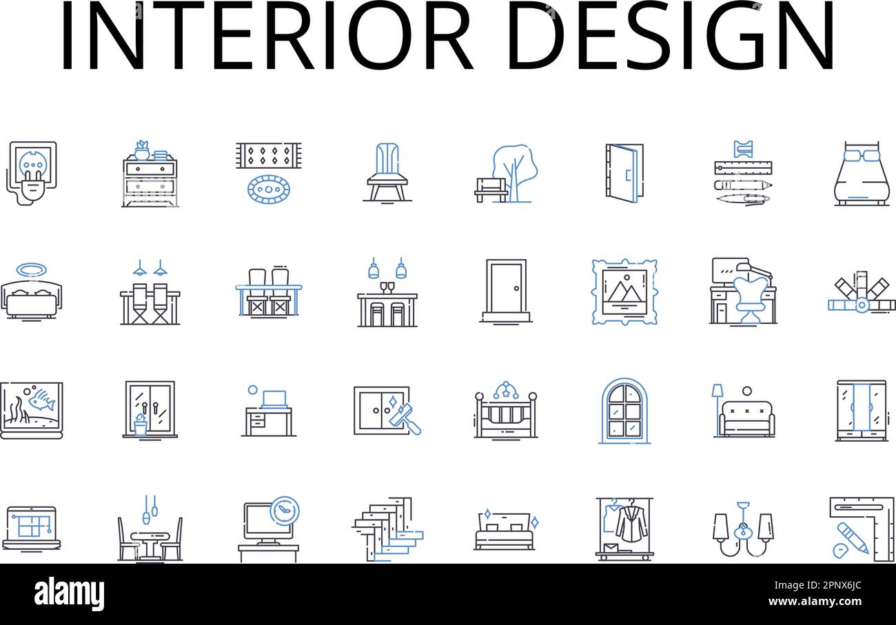 Interior design line icons collection. Graphic design, Landscape ...