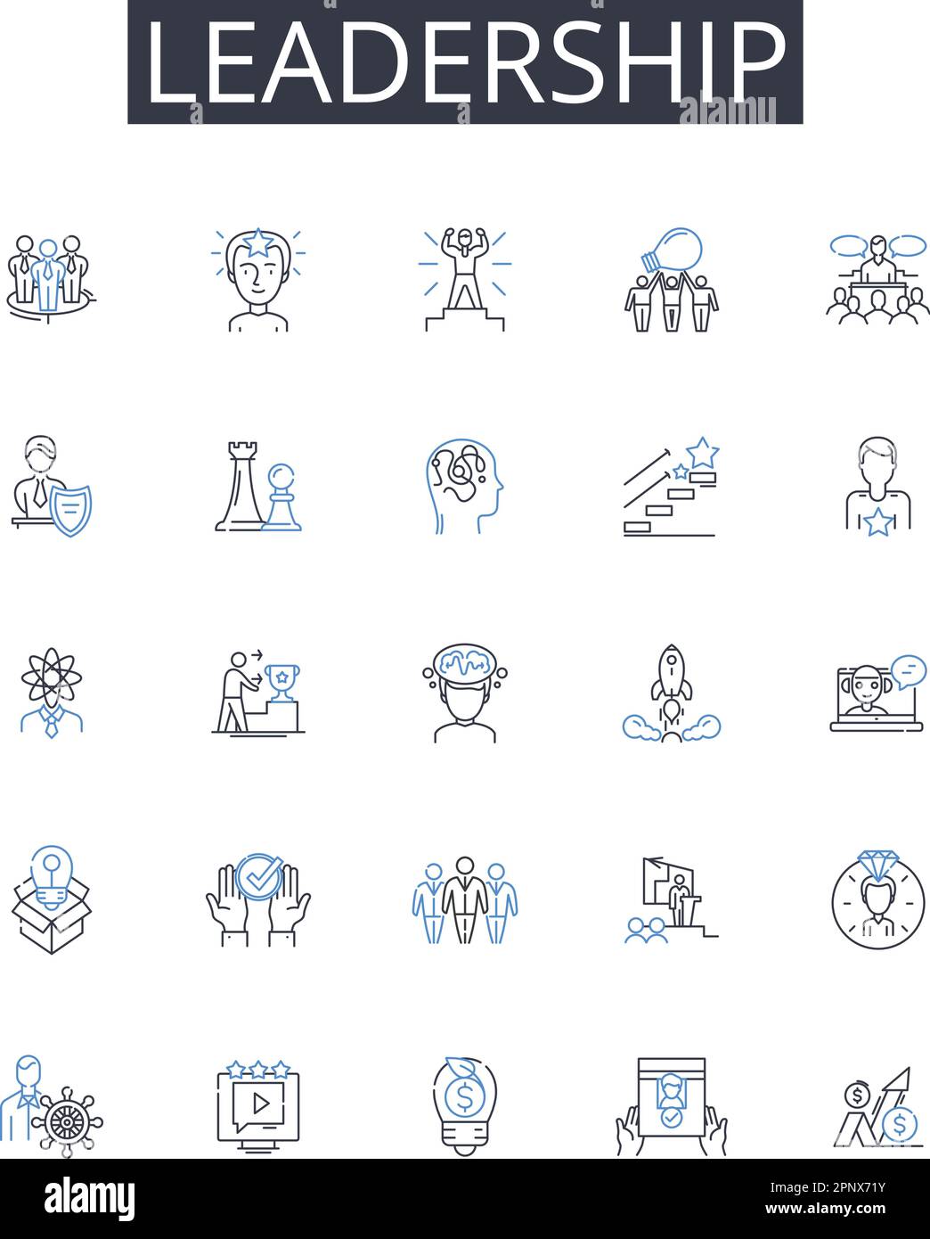 Leadership line icons collection. Management, Authority, Guidance